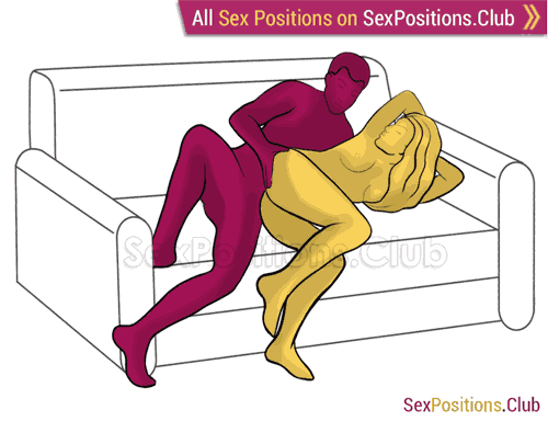 Sex position #356 - Lazy evening. (on the couch, anal sex, from behind, rear entry, sideways, lying down). Kamasutra - Photo, picture, image