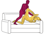 Sex position #472 - Pinwheel (on the sofa). (doggy style, from behind, rear entry, standing). Kamasutra - Photo, picture, image
