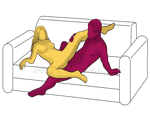 Sex position #296 - Awesome idea (on the sofa). (anal sex, right angle, sitting). Kamasutra - Photo, picture, image