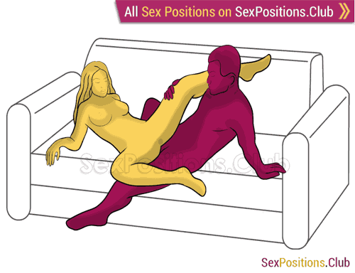 Sex position #296 - Awesome idea (on the sofa). (anal sex, right angle, sitting). Kamasutra - Photo, picture, image