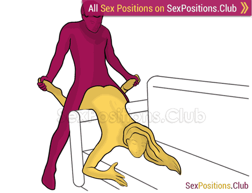 Sex position #321 - Сobra (on the sofa). (anal sex, doggy style, from behind, rear entry, standing). Kamasutra - Photo, picture, image