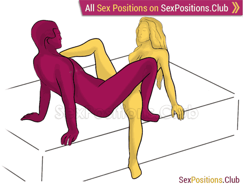 Sex position #361 - Kinky spider (on the bed). (criss cross, reverse, sitting). Kamasutra - Photo, picture, image