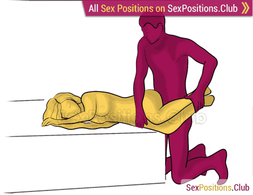 Sex position #382 - Screw (on the bed). (anal sex, from behind, rear entry, kneeling). Kamasutra - Photo, picture, image