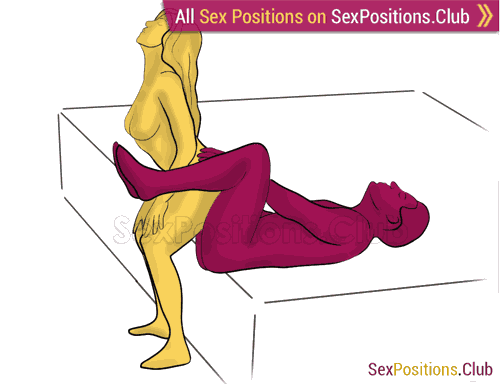 Sex position #331 - Soft chair (on the bed). (woman on top, from behind, rear entry, reverse,). Kamasutra - Photo, picture, image