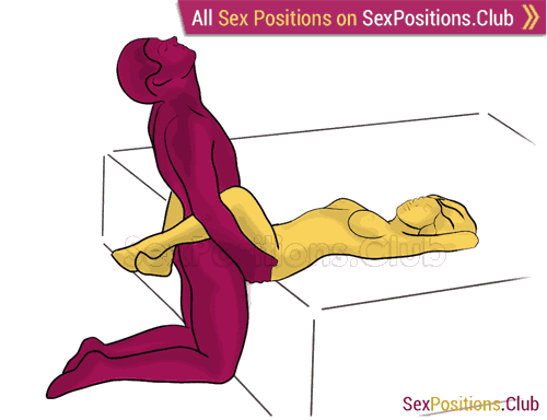 Sex position #456 - Skewer (on the bed). (right angle, kneeling). Kamasutra - Photo, picture, image