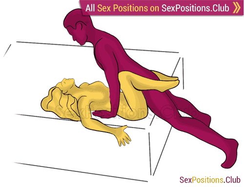 Sex position #444 - Plank (on the bed). (man on top). Kamasutra - Photo, picture, image