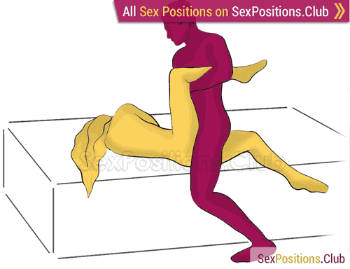 Sex position #461 - Wrestling (on the bed). (right angle, standing). Kamasutra - Photo, picture, image