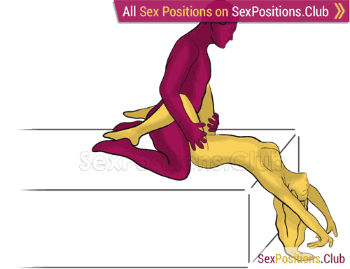 Sex position #474 - Slope (on the bed). (right angle, kneeling). Kamasutra - Photo, picture, image
