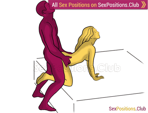 Sex position #280 - Doggy on the bed edge. (anal sex, doggy style, from behind, rear entry, standing). Kamasutra - Photo, picture, image