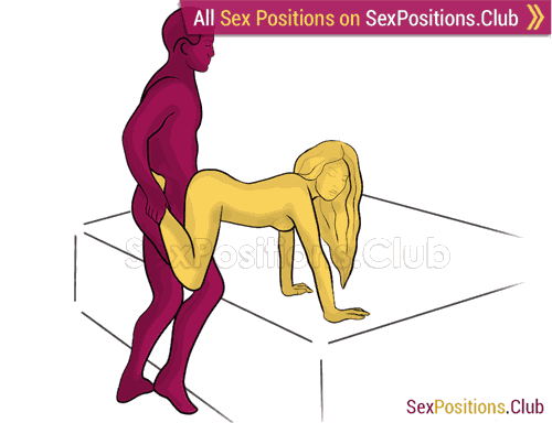 Sex position #424 - Tugboat (on the bed). (doggy style, from behind, rear entry, standing). Kamasutra - Photo, picture, image