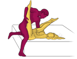 Sex position #344 - Recharge (on the bed). (right angle, standing). Kamasutra - Photo, picture, image