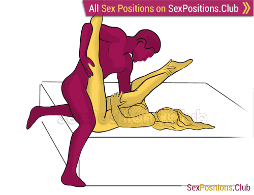 Sex position #344 - Recharge (on the bed). (right angle, standing). Kamasutra - Photo, picture, image