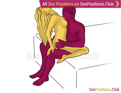 Sex position #317 - Merger (on the bed). (woman on top, face to face, sitting). Kamasutra - Photo, picture, image