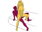 Sex position #368 - Dirty dancing (on the bed). (woman on top, from behind, standing). Kamasutra - Photo, picture, image