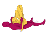 Sex position #271 - Princess. (cowgirl, woman on top, right angle). Kamasutra - Photo, picture, image