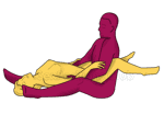 Sex position #349 - Moonlight. (anal sex, reverse, right angle, sitting). Kamasutra - Photo, picture, image