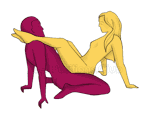 Sex position #248 - Legs on shoulders. (face to face, right angle, sitting). Kamasutra - Photo, picture, image