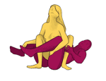 Sex position #258 - Knot. (cowgirl, woman on top, from behind). Kamasutra - Photo, picture, image