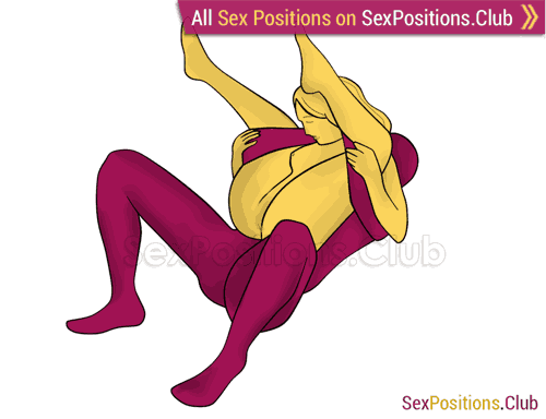 Sex position #413 - Full nelson. (anal sex, woman on top, from behind, lying down). Kamasutra - Photo, picture, image