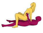 Sex position #441 - Overturned. (anal sex, cowgirl, woman on top, from behind, rear entry). Kamasutra - Photo, picture, image