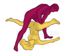 Sex position #285 - Wild yoga. (criss cross, reverse, man on top, standing). Kamasutra - Photo, picture, image