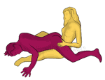 Sex position #326 - Fallen warrior. (reverse, man on top). Kamasutra - Photo, picture, image