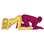 Sex position #256 - Reverse doggy. (doggy style, from behind, rear entry, reverse, kneeling). Kamasutra - Photo, picture, image