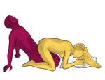 Sex position #273 - Cave. (doggy style, from behind, rear entry, sitting). Kamasutra - Photo, picture, image