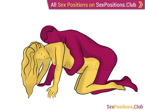 Sex position #260 - Tight Squeeze. (anal sex, doggy style, from behind, rear entry, kneeling). Kamasutra - Photo, picture, image