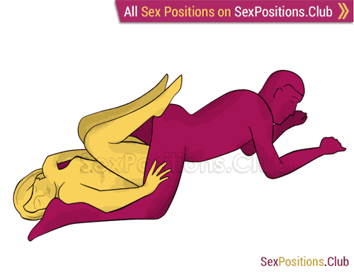 Sex position #287 - Tight vagina. (reverse, lying down). Kamasutra - Photo, picture, image