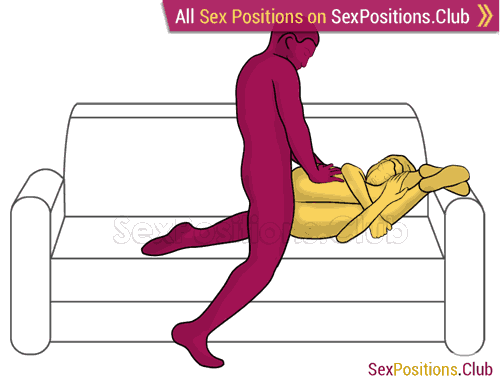 Sex position #471 - Gimlet (on the couch). (anal sex, from behind, rear entry, right angle). Kamasutra - Photo, picture, image